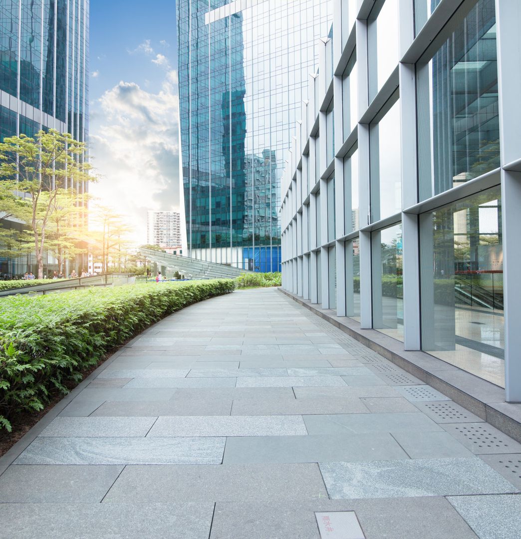 commercial building with glass windows